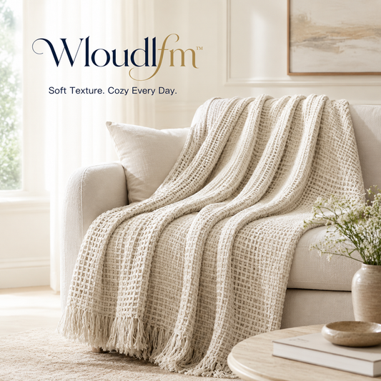 Wloudlfm™ Waffle Weave Throw Blanket for Couch & Bed